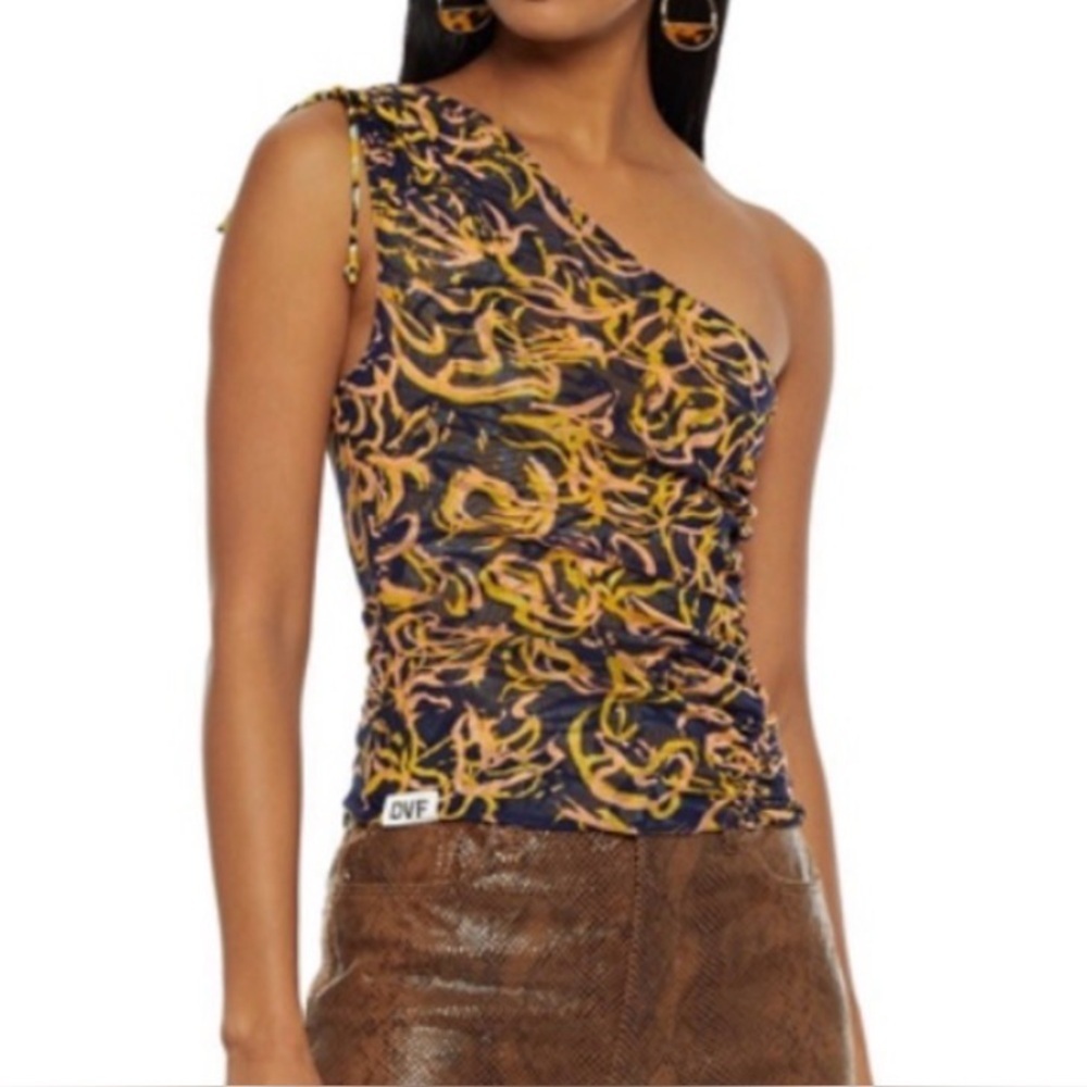 NWT Diane Von Furstenberg DVF Sylvie Tank Top Reversible Yellow Blue Size XL